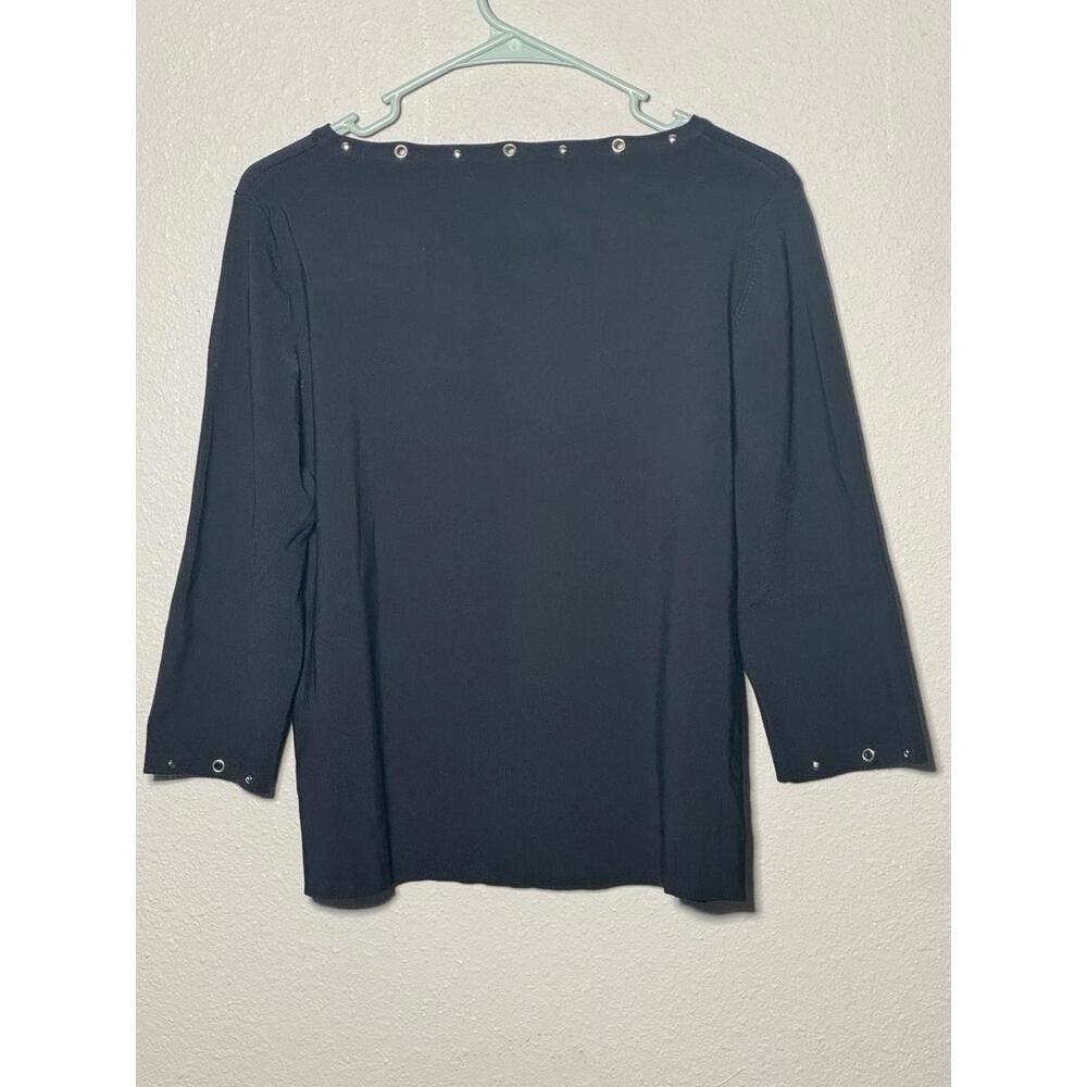 Kikit Womens top Extra Large Black Silver Grommet Disc Trim Edgy Office Work - Picture 5 of 15